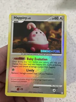 Pokemon Card 2007 Happiny 52/123 Diamond & Pearl Stamped Promo Reverse Holo - Image 1