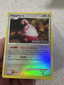 Pokemon Card 2007 Happiny 52/123 Diamond & Pearl Stamped Promo Reverse Holo - Image 2