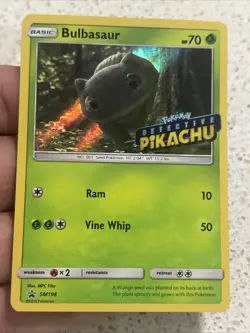 Bulbasaur SM198 Holo Black Star Promo Sun & Moon Detective Pikachu Stamp TCG NM - Image 1