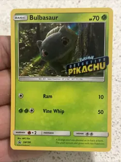 Bulbasaur SM198 Holo Black Star Promo Sun & Moon Detective Pikachu Stamp TCG NM - Image 2