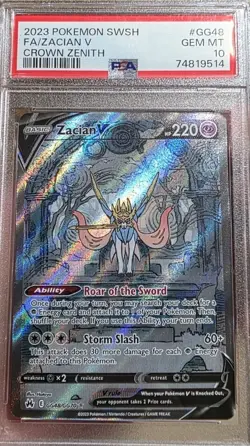 2023 POKEMON SWORD & SHIELD CROWN ZENITH #GG48 FULL ART/ZACIAN V PSA 10 - Image 2