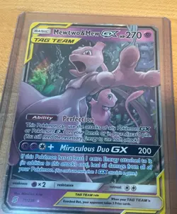 Mewtwo & Mew GX Hp 270 TAG TEAM Holo Pokemon Card - Image 3