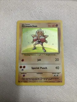 Pokemon TCG Hitmonchan Unlimited Rare Holo Card Base Set 007/102 - Image 1