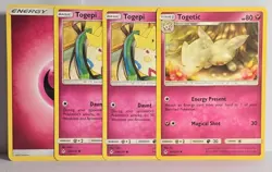 Togepi Fairy Type Evolution Line 4 Card Lot Unbroken Bonds Pokemon TCG LP Bundle - Image 1