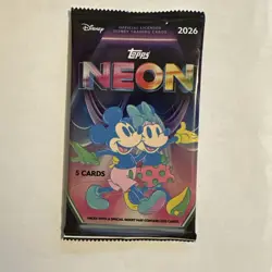 2026 Topps Disney Neon Factory-Sealed Pack - 5 Cards - Free Shipping - Image 1