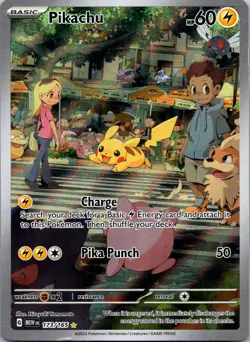 Pikachu 173/165 151 Pokemon TCG Holo Illustration Rare MP 1 - Image 1