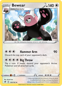 Bewear 150/192 UC Rebel Clash Pokemon Reverse Holo NM/M - Image 1