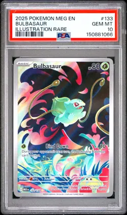 2025 Pokemon Mega Evolutions Bulbasaur Illustration Rare #133 PSA 10 GEM MINT - Image 1
