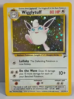 Wigglytuff Base Set 2 19/130 Unlimited Holo Rare LP (SWIRL) Pokemon TCG - Image 1