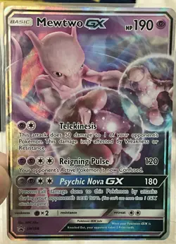 Mewtwo GX SM196 Holo Card Promo Tcg Pokemon - Image 1