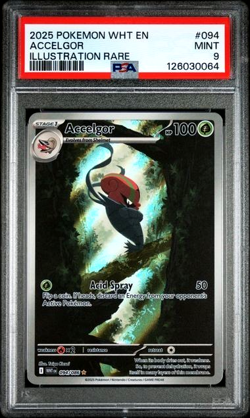 PSA 9 MINT 2025 POKEMON WHT EN-WHITE FLARE #094 ACCELGOR ILLUSTRATION RARE Card - Image 1