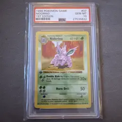 1999 POKEMON BASE SET 1ST EDITION #37 NIDORINO PSA 10 37/102 WOC - Image 1