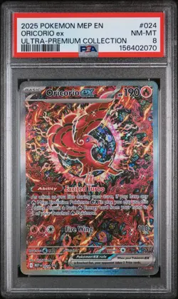 2025 POKEMON MEP ULTRA-PREMIUM COLLECTION #024 ORICORIO EX PSA 8 - Image 1