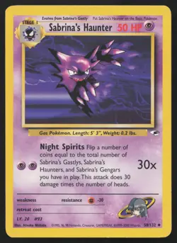 Sabrina's Haunter 58/132 Unlimited Uncommon Gym Heroes Pokemon English LP - Image 1