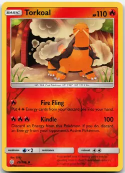 TORKOAL 29/236 UNCOMMON COSMIC ECLIPSE POKEMON REVERSE HOLO LP - Image 1