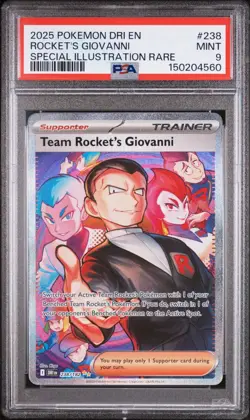 PSA 9 MINT 2025 POKEMON DRI EN ROCKET'S GIOVANNI #238 SPECIAL ILLUSTRATION RARE - Image 1