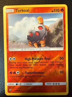 Torkoal 11/73 Common Shining Legends Pokemon Reverse Holo Lightly Played - Image 1