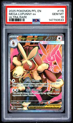2025 POKEMON PFL EN-PHANTASMAL FLAMES ULTRA RARE #115 MEGA LOPUNNY EX PSA 10 - Image 1