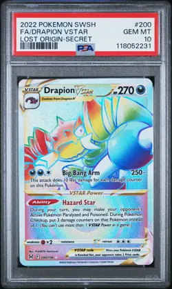 2022 POKEMON SWORD & SHIELD LOST ORIGIN SECRET FULL ART/DRAPION VSTAR PSA 10 - Image 1