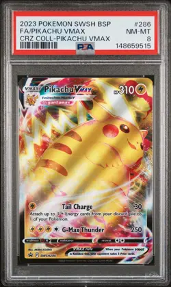 PSA 8 NM-MT 2023 POKEMON SWSH BSP FA-PIKACHU VMAX #286 CRZ COLL-PIKACHU VMAX - Image 1