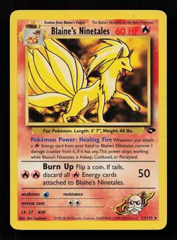 Blaine's Ninetales 21/132 Unlimited Rare Gym Challenge Pokemon Card - Image 1