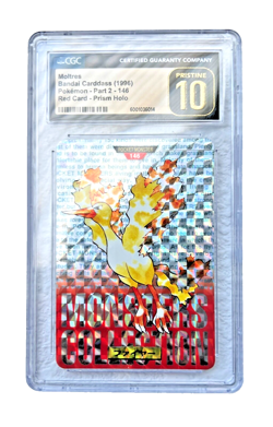 CGC PRISTINE 10 - Moltres - Bandai Carddass (1996) Pokemon - Part 2 Red Card - Image 1