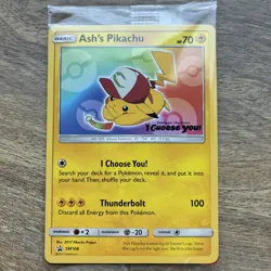 Ash’s Pikachu SM108 Ultra Rare Non Holo Movie Promo Pokemon Card * Sealed * - Image 1