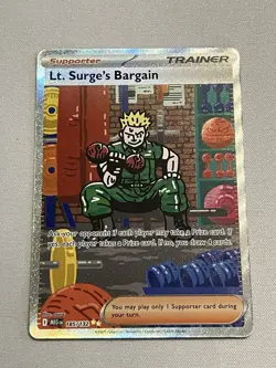 Pokemon TCG Card Mega Evolution Lt. Surge’s Bargain 185/132 NM Condition - Image 1