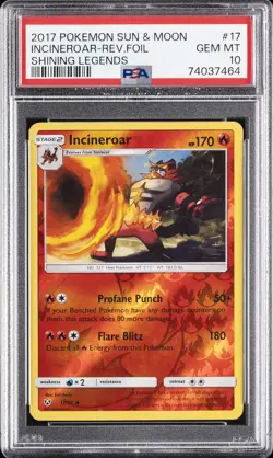 2017 POKEMON SUN & MOON SHINING LEGENDS #17 INCINEROAR-REVERSE FOIL PSA 10 - Image 1