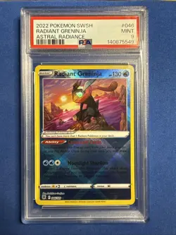 Pokemon TCG Radiant Greninja Sword & Shield Astral Radiance Holo 046/189 PSA 9 - Image 1