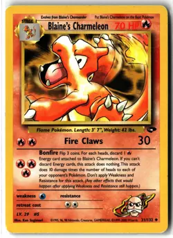 Blaine's Charmeleon ⭐ 31/132 Uncommon Gym Challenge 2000 Pokemon NM/LP - Image 1