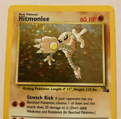 Hitmonlee 7/62 Holo Rare Fossil 1999 Pokemon - Image 3