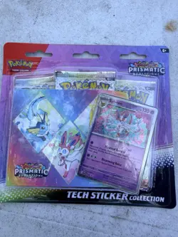 Pokemon TCG Prismatic Evolutions Tech Sticker Collection Sylveon 3 Packs - Image 1