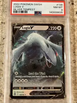 2022 POKEMON SWORD & SHIELD SILVER TEMPEST #138 LUGIA V SILVER TEMPEST PSA 8 - Image 1