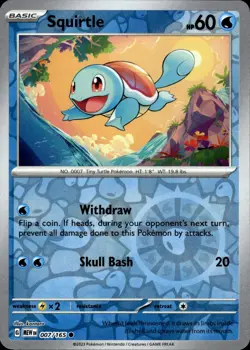 SQUIRTLE 007/165 COMMON 151 POKEMON REVERSE HOLO NM - Image 1