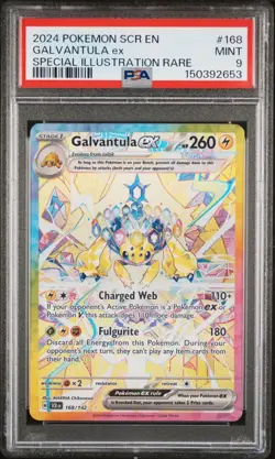 PSA 9 MINT 2024 POKEMON SCR EN GALVANTULA ex #168 SPECIAL ILLUSTRATION RARE - Image 1