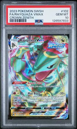 PSA 10 2023 Pokemon Sword And Shield Crown Zenith #102 Rayquaza Vmax Full Art - Image 1