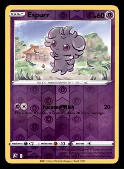 Espurr 060/163 Common Battle Styles Pokemon Reverse Holo Near Mint - Image 1