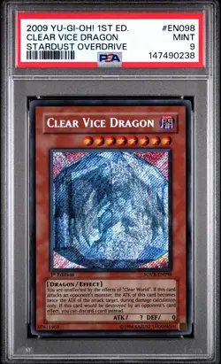 2009 YU-GI-OH! SOVR-STARDUST OVERDRIVE 1ST EDITION CLEAR VICE DRAGON PSA 9 - Image 1