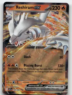 RESHIRAM EX 020/086 HOLO DOUBLE RARE SV: WHITE FLARE POKEMON NEAR MINT - Image 2