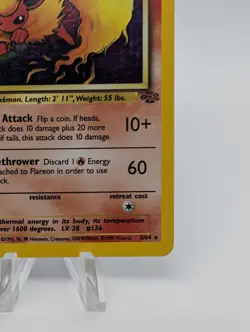 Pokemon Flareon 3/64 Jungle 1st Edition Holo Rare - Image 5