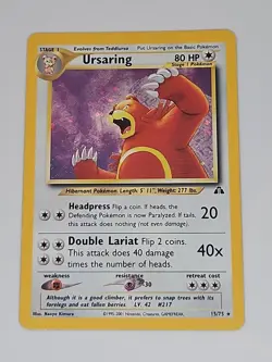 Pokemon Neo Discovery Ursaring TCG 15/75 Holo Rare Unlimited - Image 1