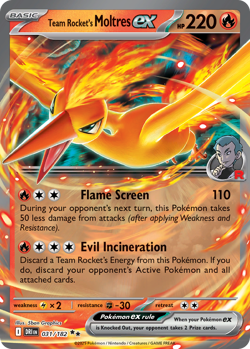 TEAM ROCKET'S MOLTRES EX 031/182 DOUBLE RARE DESTINED RIVALS POKEMON NEAR MINT - Image 1