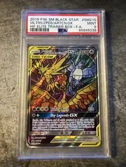 Pokemon TCG Moltres Zapdos Articuno GX SM210 Hidden Fates Promo PSA 9 - Image 1