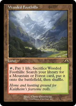 MTG English Wooded Foothills (Retro Frame) NM Foil Modern Horizons 3 - Image 1