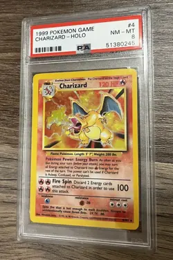 1999 Pokemon Charizard 4/102 Base Set Holo - PSA 8 - Image 1