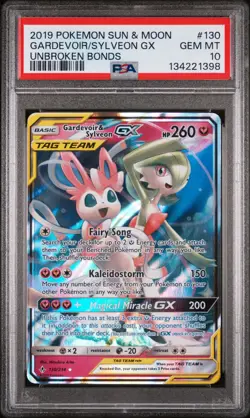 2019 POKEMON SUN & MOON UNBROKEN BONDS #130 GARDEVOIR & SYLVEON GX PSA 10 - Image 1