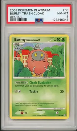 2009 Pokemon Platinum Arceus Burmy Trash Cloak #58 PSA 8 Pop 1 - Image 1