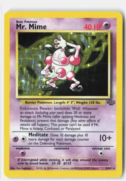 Mr. Mime 6/64 HOLO Rare Jungle Pokemon Unlimited Holo MP Ken Sugimori - Image 1