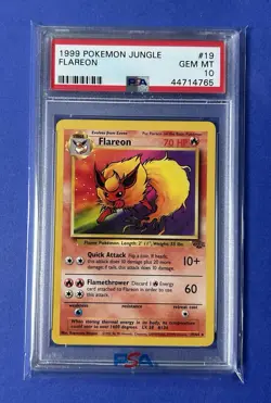 1999 Pokemon Jungle Flareon #19 PSA 10 GEM MT - Image 1